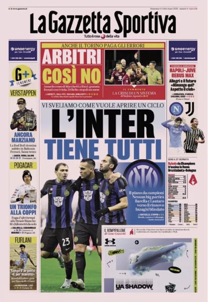 Rassegna stampa: prime pagine quotidiani sportivi - 3 marzo 2024 27 IMG 1842