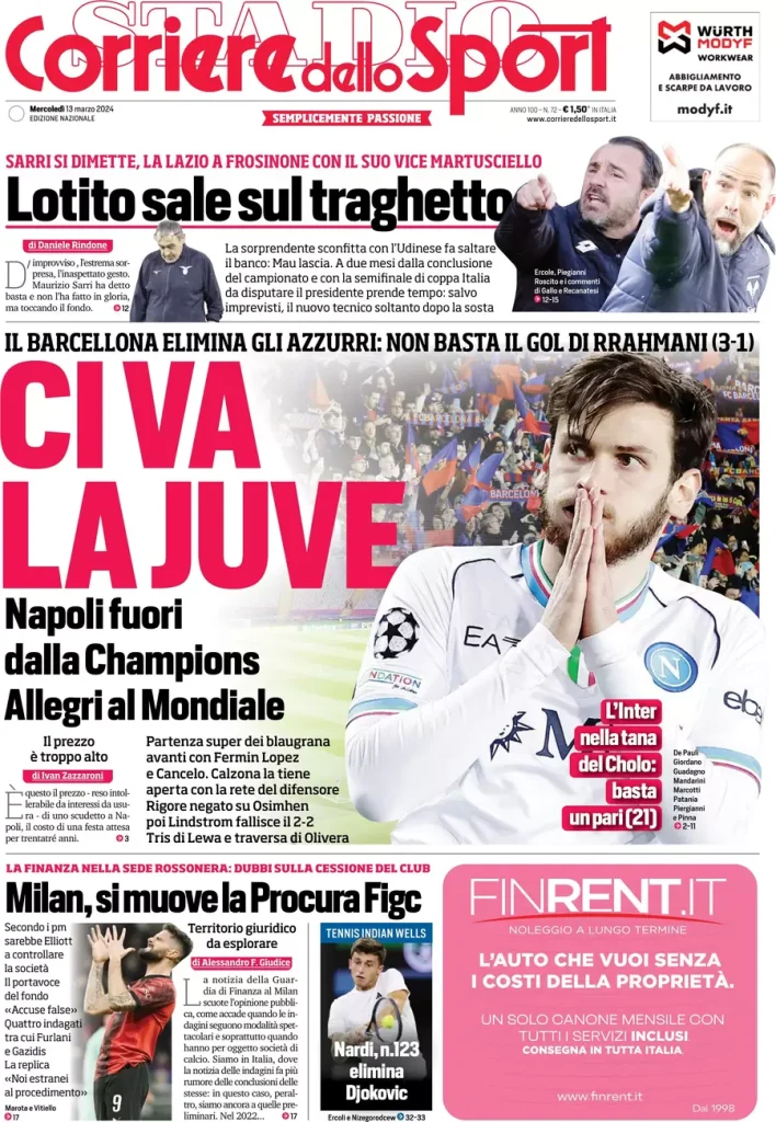 Rassegna stampa: prime pagine quotidiani sportivi - 13 marzo 2024 28 IMG 1953