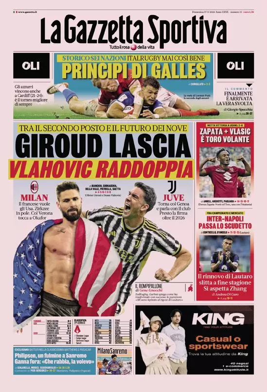 Rassegna stampa: prime pagine quotidiani sportivi - 17 marzo 2024 27 IMG 1989
