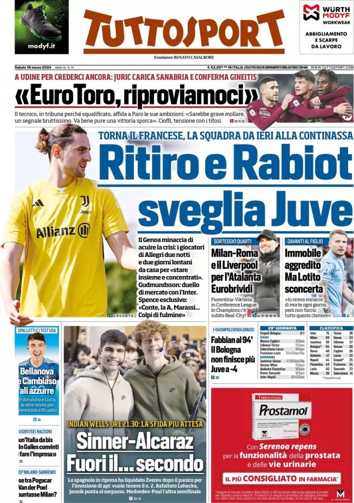 Rassegna stampa: prime pagine quotidiani sportivi - 16 marzo 2024 29 WhatsApp Image 2024 03 16 at 07.57.36