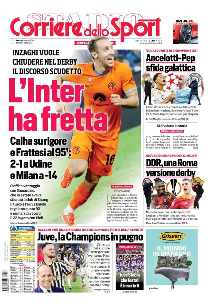 Rassegna stampa: prime pagine quotidiani sportivi - 9 aprile 2024 28 IMG 2328