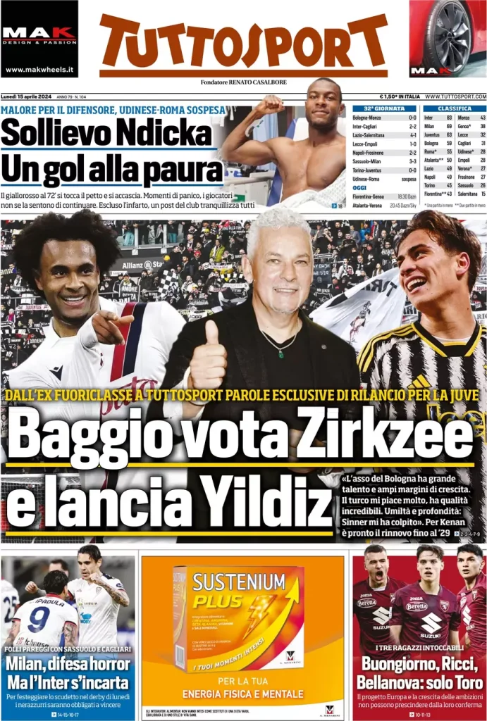 Rassegna stampa: prime pagine quotidiani sportivi - 15 aprile 2024 29 IMG 2397
