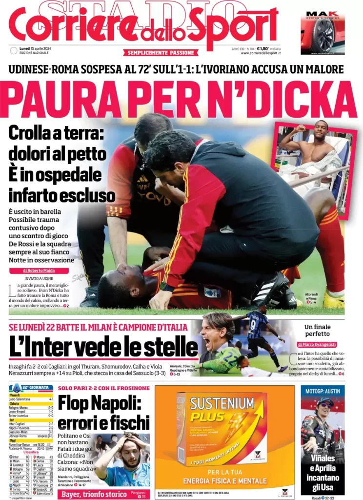 Rassegna stampa: prime pagine quotidiani sportivi - 15 aprile 2024 28 IMG 2398