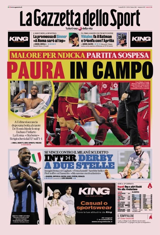 Rassegna stampa: prime pagine quotidiani sportivi - 15 aprile 2024 27 IMG 2399