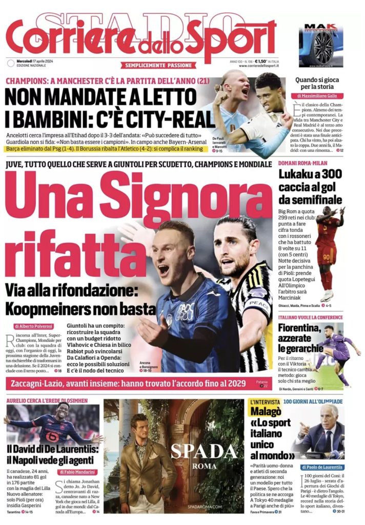 Rassegna stampa: prime pagine quotidiani sportivi - 17 aprile 2024 28 IMG 2501