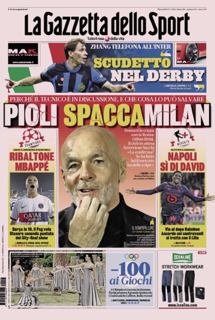 Rassegna stampa: prime pagine quotidiani sportivi - 17 aprile 2024 27 IMG 2502