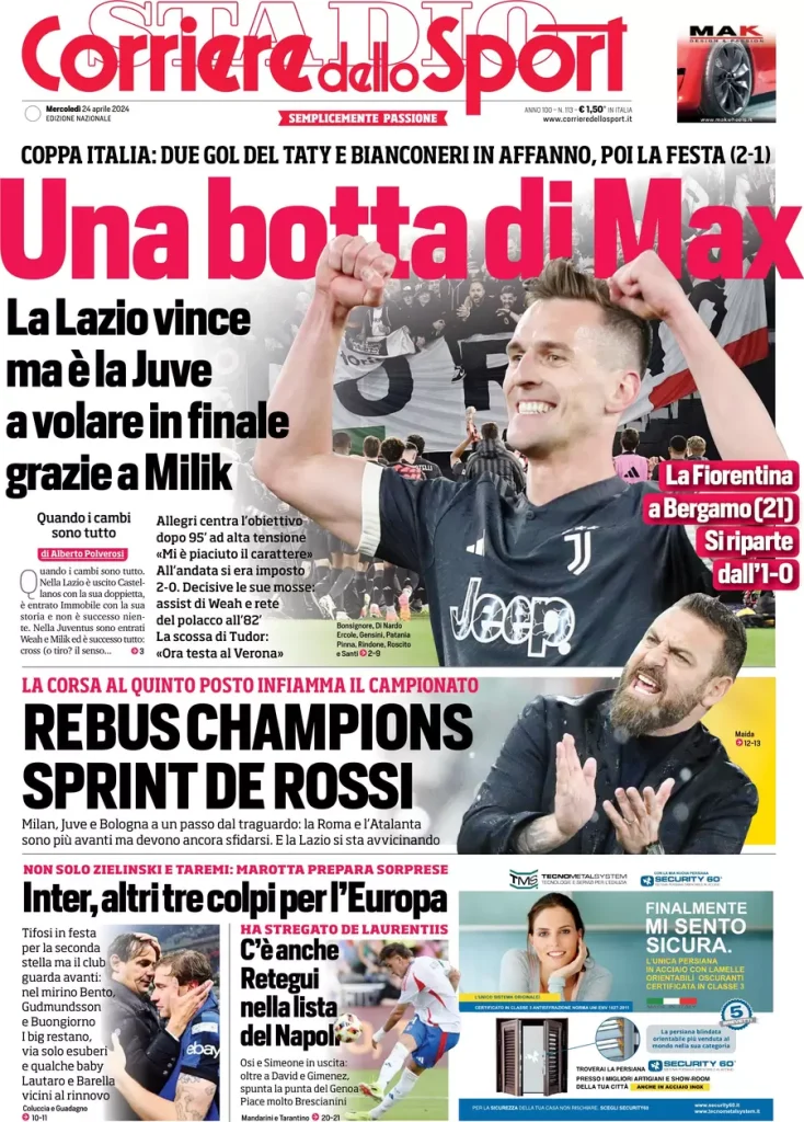 Rassegna stampa: prime pagine quotidiani sportivi - 24 aprile 2024 28 IMG 2609