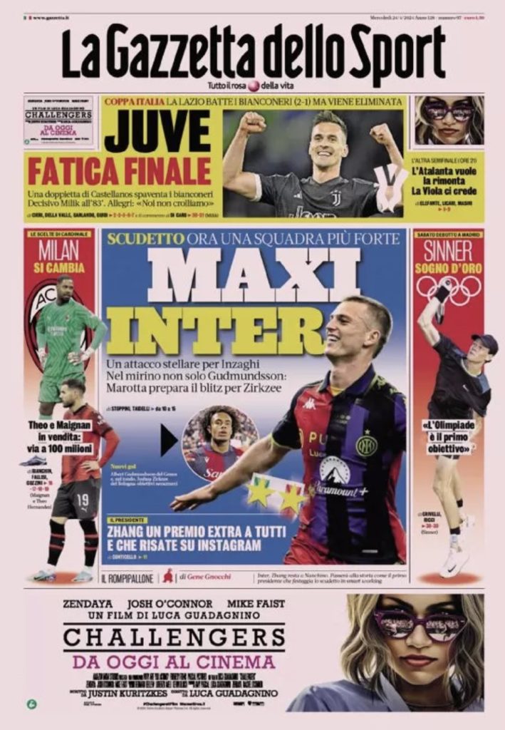 Rassegna stampa: prime pagine quotidiani sportivi - 24 aprile 2024 27 IMG 2610