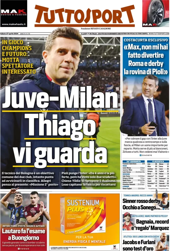 Rassegna stampa: prime pagine quotidiani sportivi - 27 aprile 2024 29 IMG 2642
