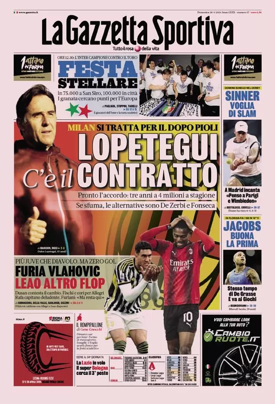 Rassegna stampa: prime pagine quotidiani sportivi - 28 aprile 2024 27 IMG 2673