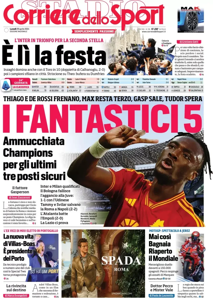 Rassegna stampa: prime pagine quotidiani sportivi - 29 aprile 2024 28 IMG 2693