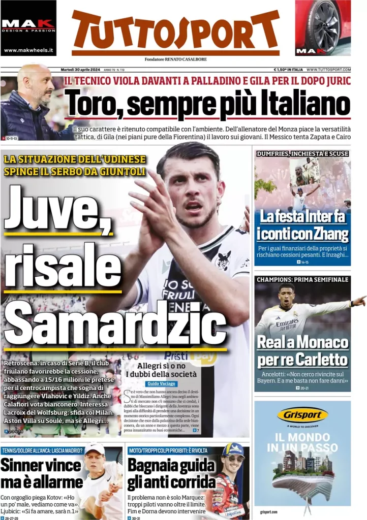 Rassegna stampa: prime pagine quotidiani sportivi - 30 aprile 2024 29 IMG 2708