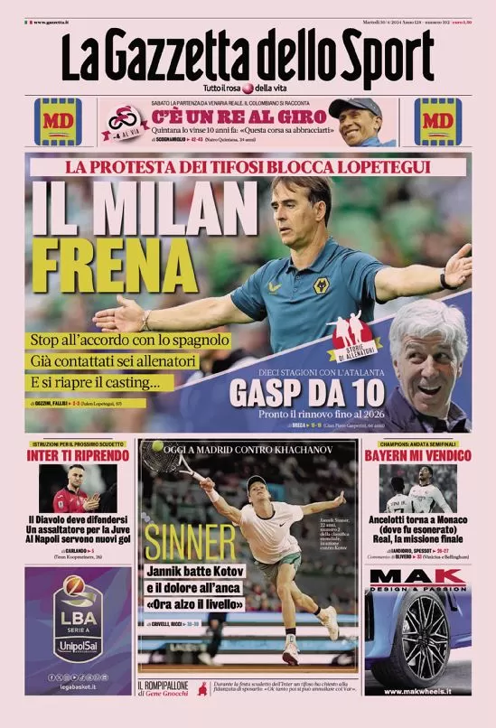 Rassegna stampa: prime pagine quotidiani sportivi - 30 aprile 2024 27 IMG 2710