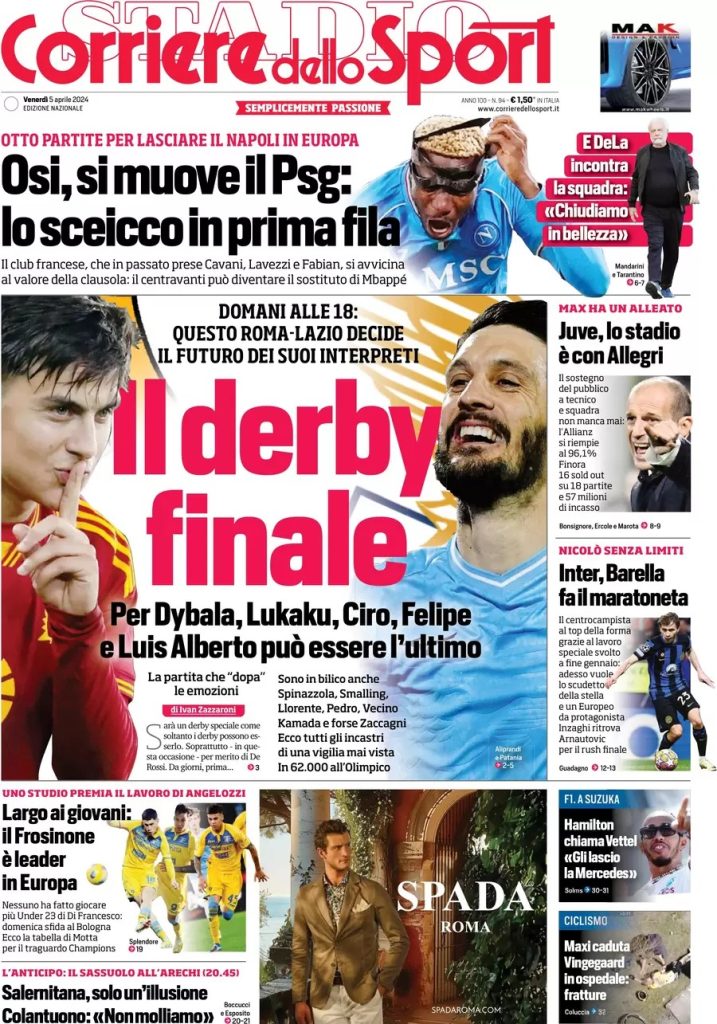 Rassegna stampa: prime pagine quotidiani sportivi - 5 aprile 2024 28 WhatsApp Image 2024 04 05 at 7.53.09 AM