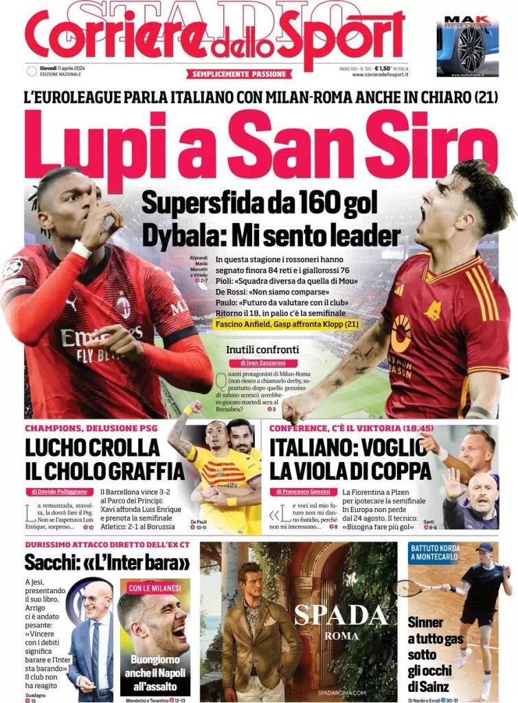 Rassegna stampa: prime pagine quotidiani sportivi - 11 aprile 2024 28 WhatsApp Image 2024 04 11 at 07.53.26
