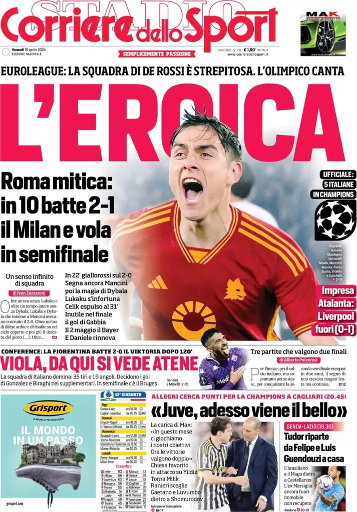 Rassegna stampa: prime pagine quotidiani sportivi - 19 aprile 2024 28 WhatsApp Image 2024 04 19 at 07.46.57