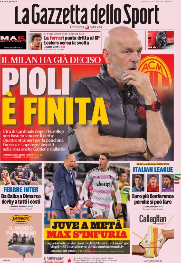 Rassegna stampa: prime pagine quotidiani sportivi - 20 aprile 2024 27 WhatsApp Image 2024 04 20 at 07.54.06