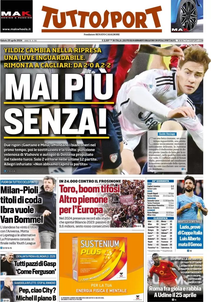 Rassegna stampa: prime pagine quotidiani sportivi - 20 aprile 2024 29 WhatsApp Image 2024 04 20 at 07.54.33