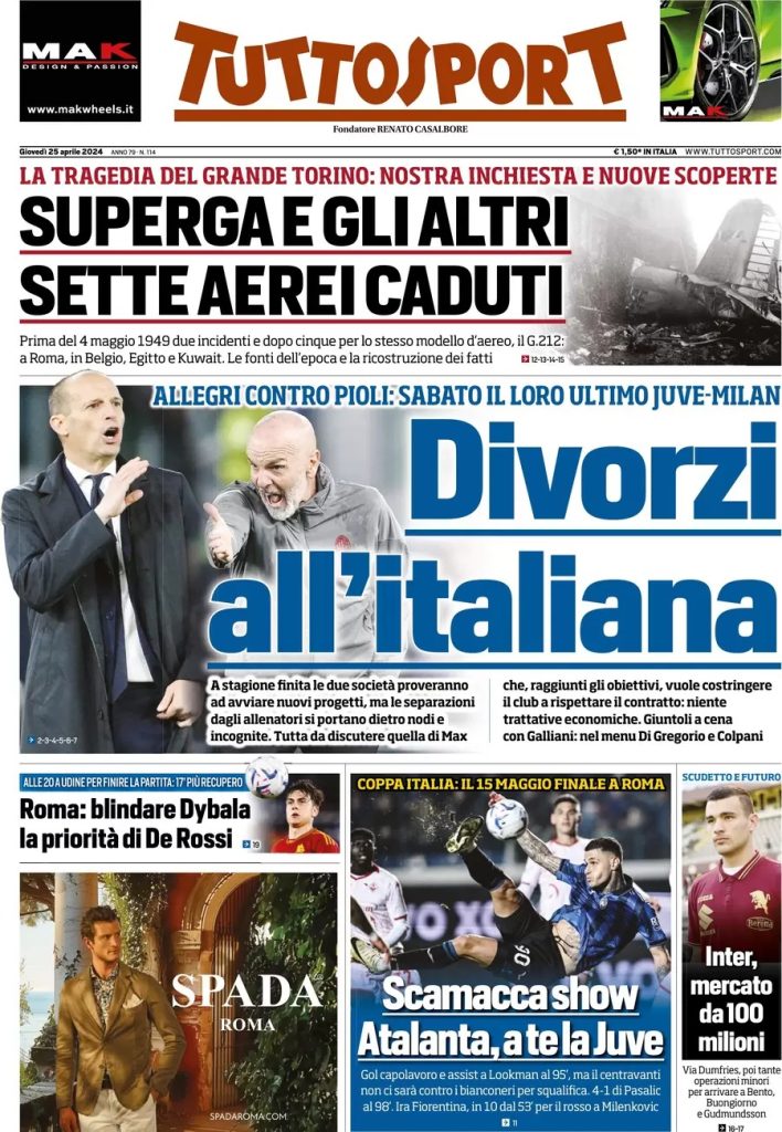 Rassegna stampa: prime pagine quotidiani sportivi - 25 aprile 2024 29 WhatsApp Image 2024 04 25 at 07.51.08