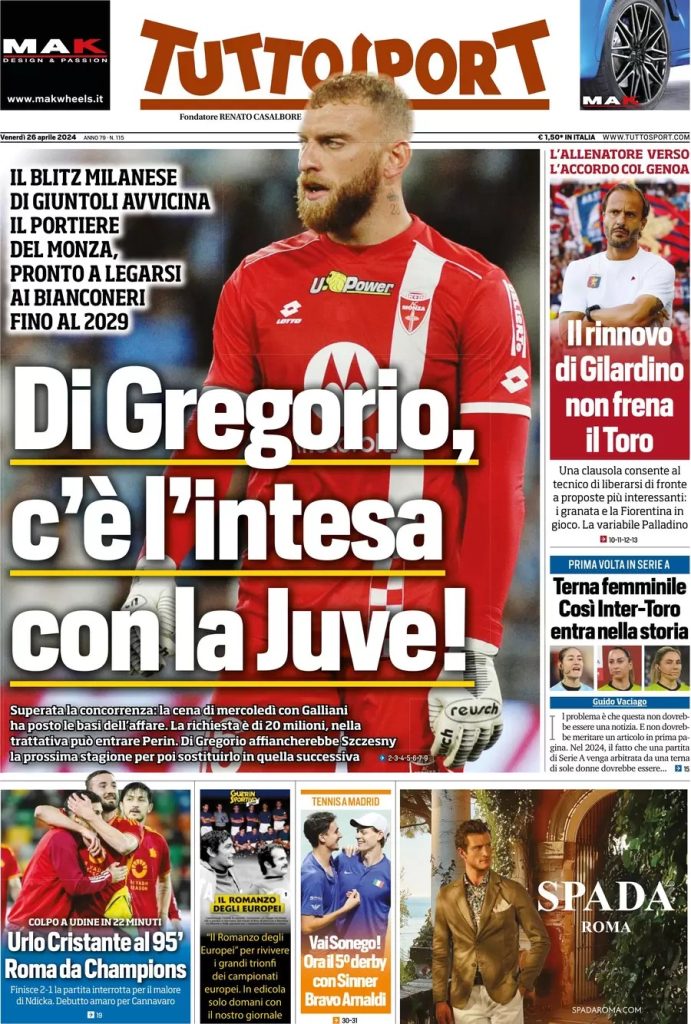 Rassegna stampa: prime pagine quotidiani sportivi - 26 aprile 2024 29 WhatsApp Image 2024 04 26 at 07.50.09