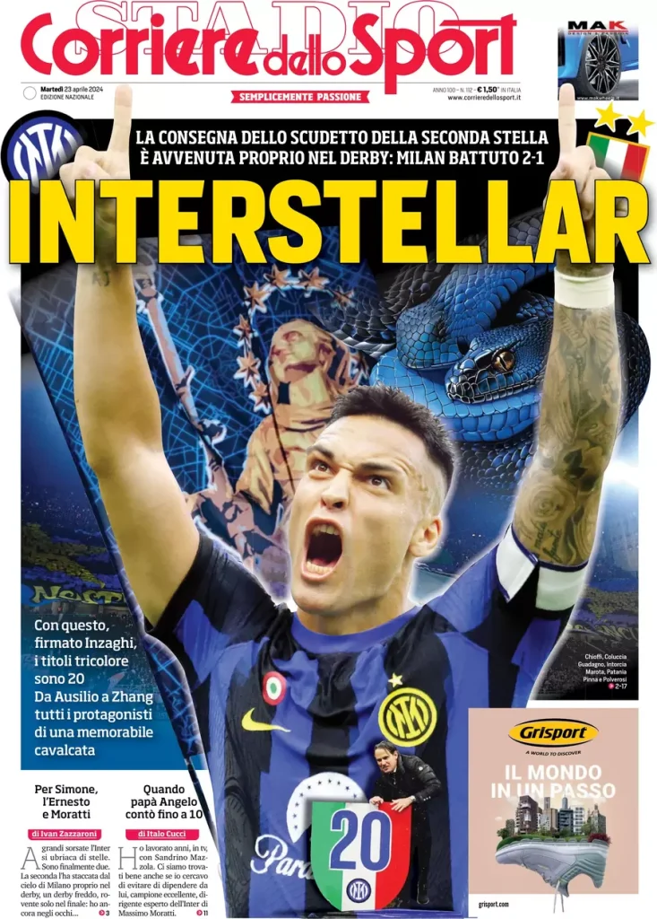 Rassegna stampa: prime pagine quotidiani sportivi - 23 aprile 2024 28 corriere dello sport 004355485