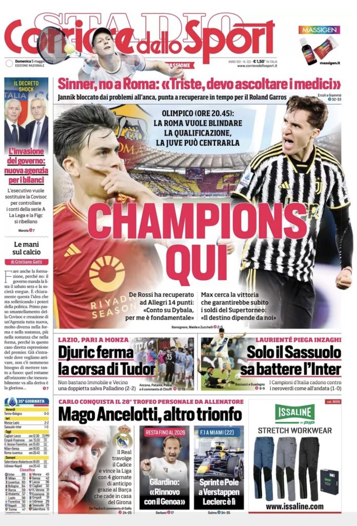 Rassegna stampa: prime pagine quotidiani sportivi - 5 maggio 2024 28 IMG 2799