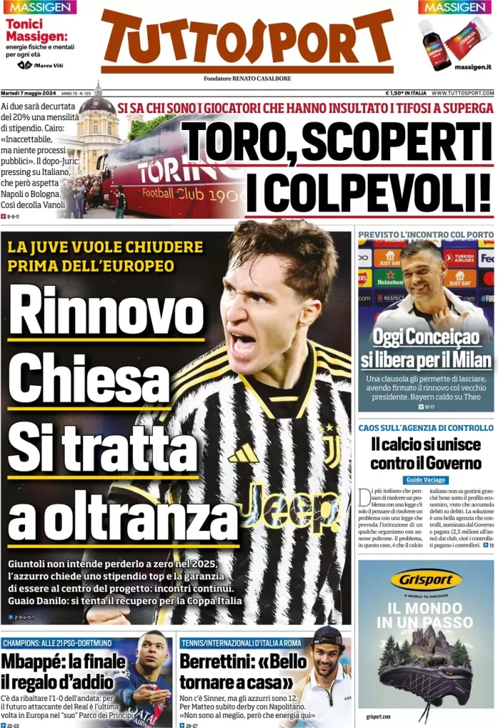 Rassegna stampa: prime pagine quotidiani sportivi - 7 maggio 2024 29 IMG 2827