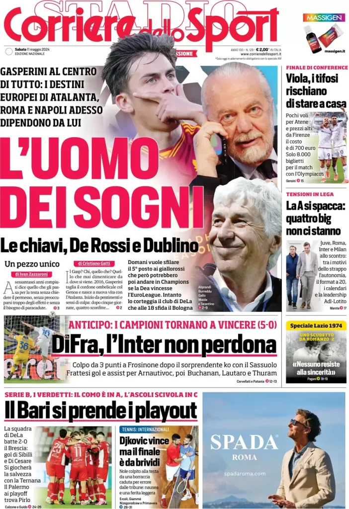 Rassegna stampa: prime pagine quotidiani sportivi - 11 maggio 2024 28 IMG 2885