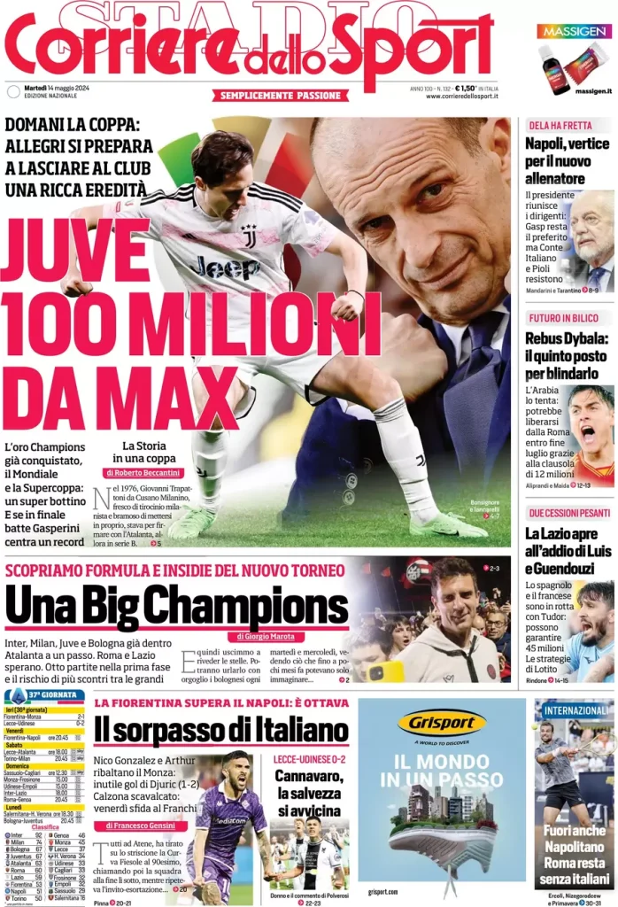 Rassegna stampa: prime pagine quotidiani sportivi - 14 maggio 2024 27 IMG 2947