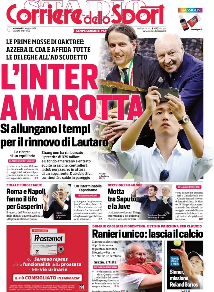 Rassegna stampa: prime pagine quotidiani sportivi - 22 maggio 2024 28 IMG 3138
