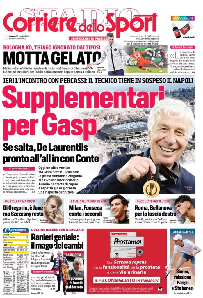 Rassegna stampa: prime pagine quotidiani sportivi - 25 maggio 2024 28 IMG 3238