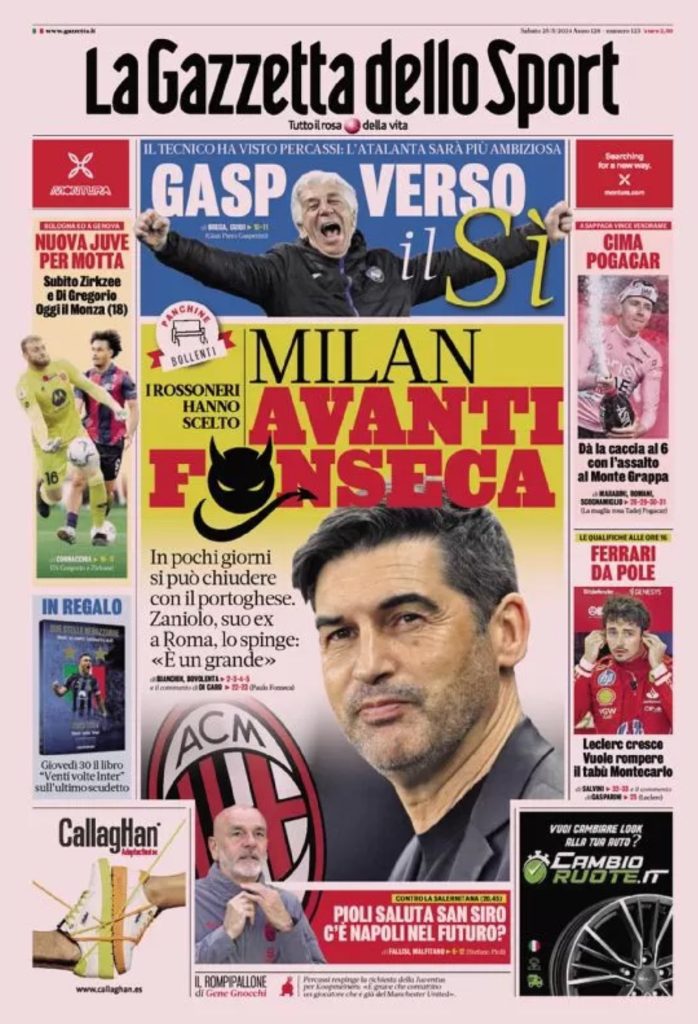 Rassegna stampa: prime pagine quotidiani sportivi - 25 maggio 2024 27 IMG 3239