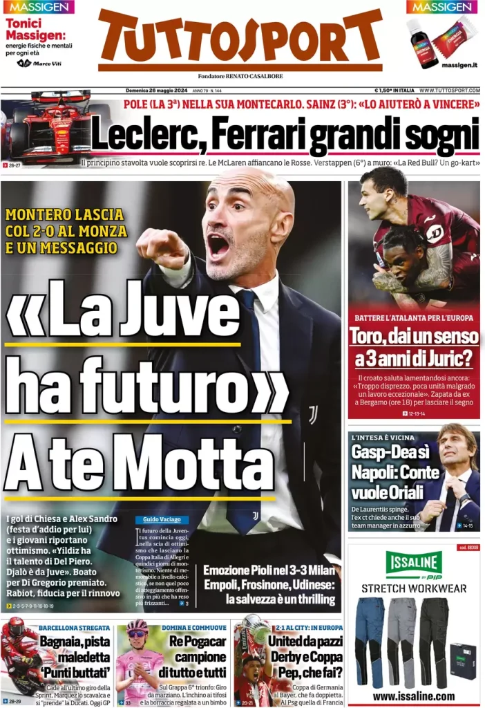 Rassegna stampa: prime pagine quotidiani sportivi - 26 maggio 2024 29 IMG 3265