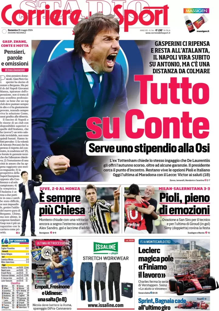 Rassegna stampa: prime pagine quotidiani sportivi - 26 maggio 2024 28 IMG 3266
