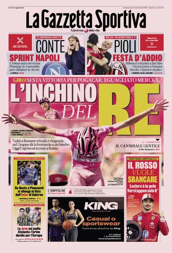 Rassegna stampa: prime pagine quotidiani sportivi - 26 maggio 2024 27 IMG 3267