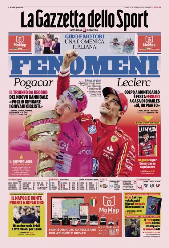 Rassegna stampa: prime pagine quotidiani sportivi - 27 maggio 2024 27 IMG 3296