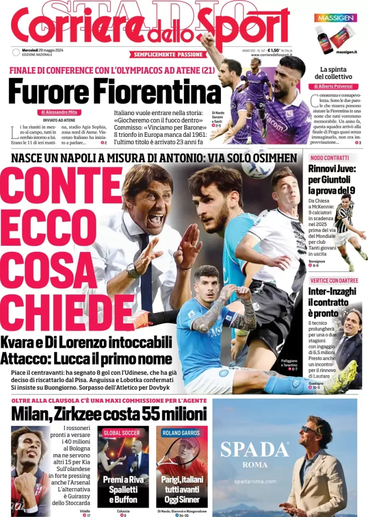 Rassegna stampa: prime pagine quotidiani sportivi - 29 maggio 2024 28 IMG 3344