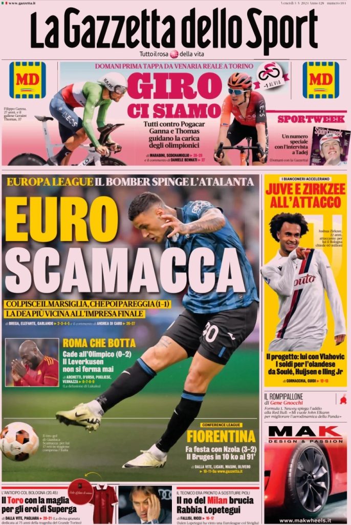 Rassegna stampa: prime pagine quotidiani sportivi - 3 maggio 2024 27 WhatsApp Image 2024 05 03 at 07.53.12