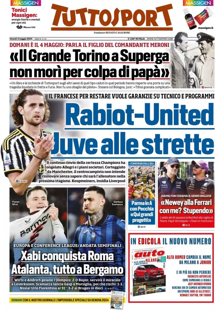 Rassegna stampa: prime pagine quotidiani sportivi - 3 maggio 2024 29 WhatsApp Image 2024 05 03 at 07.53.53