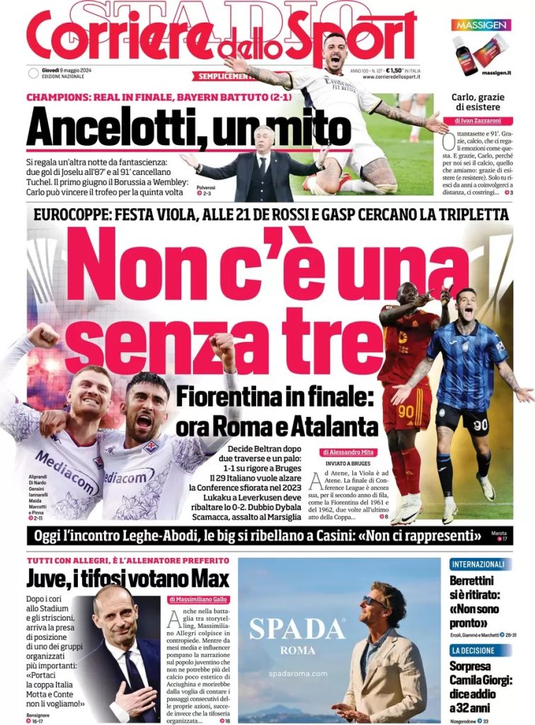 Rassegna stampa: prime pagine quotidiani sportivi - 9 maggio 2024 28 WhatsApp Image 2024 05 09 at 07.45.45