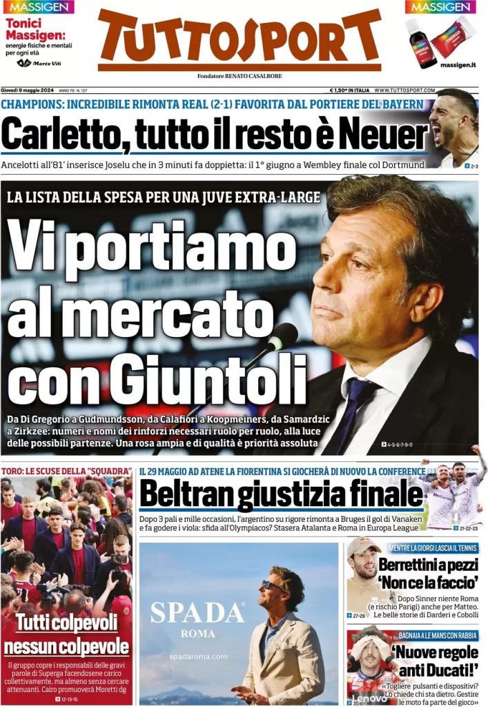Rassegna stampa: prime pagine quotidiani sportivi - 9 maggio 2024 29 WhatsApp Image 2024 05 09 at 07.45.57