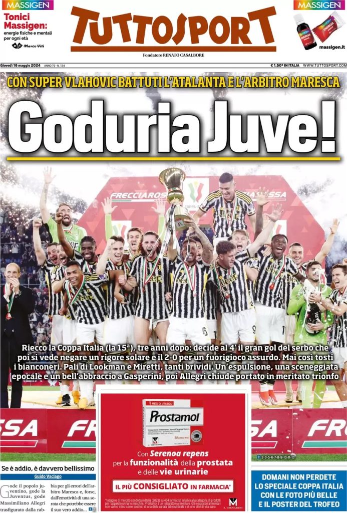 Rassegna stampa: prime pagine quotidiani sportivi - 16 maggio 2024 29 WhatsApp Image 2024 05 16 at 07.44.04
