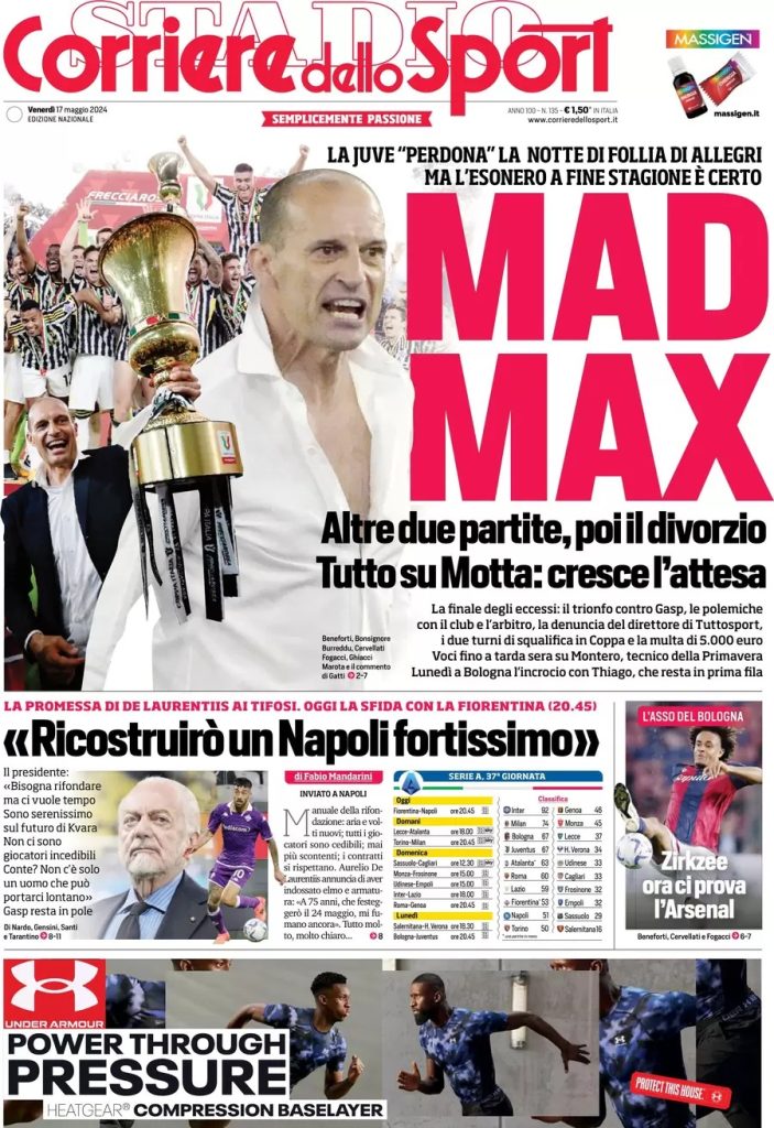 Rassegna stampa: prime pagine quotidiani sportivi - 17 maggio 2024 28 WhatsApp Image 2024 05 17 at 07.46.30