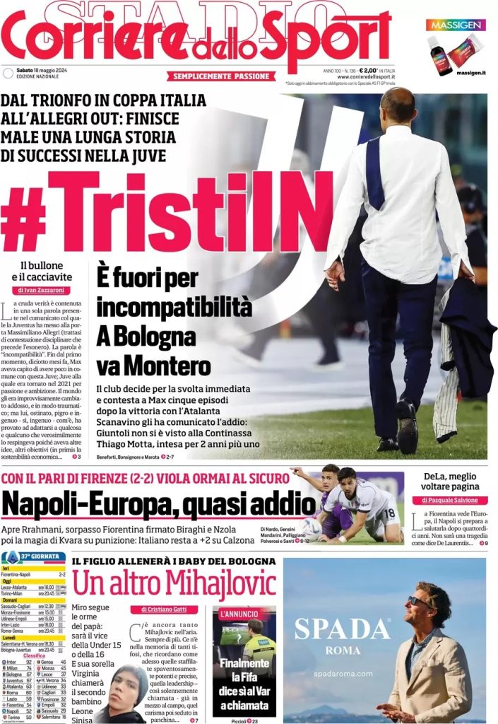 Rassegna stampa: prime pagine quotidiani sportivi - 18 maggio 2024 28 WhatsApp Image 2024 05 18 at 07.48.34