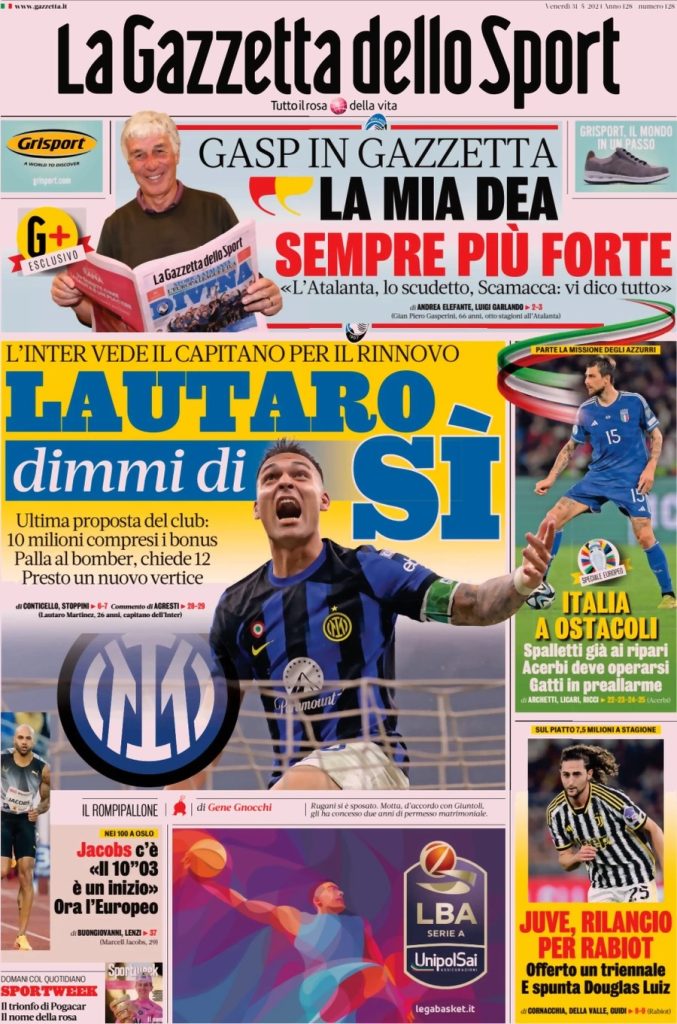 Rassegna stampa: prime pagine quotidiani sportivi - 31 maggio 2024 27 WhatsApp Image 2024 05 31 at 07.48.07