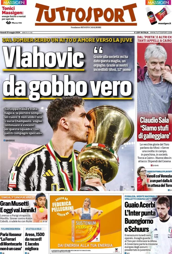 Rassegna stampa: prime pagine quotidiani sportivi - 31 maggio 2024 29 WhatsApp Image 2024 05 31 at 07.48.42