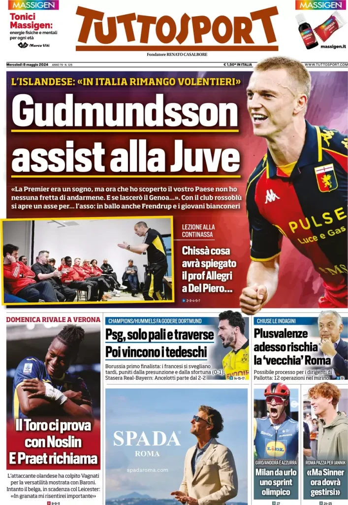Rassegna stampa: prime pagine quotidiani sportivi - 8 maggio 2024 29 tuttosport 003356864