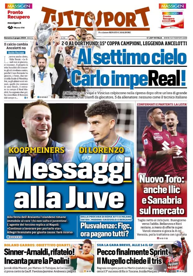 Rassegna stampa: prime pagine quotidiani sportivi - 2 giugno 2024 29 IMG 3437
