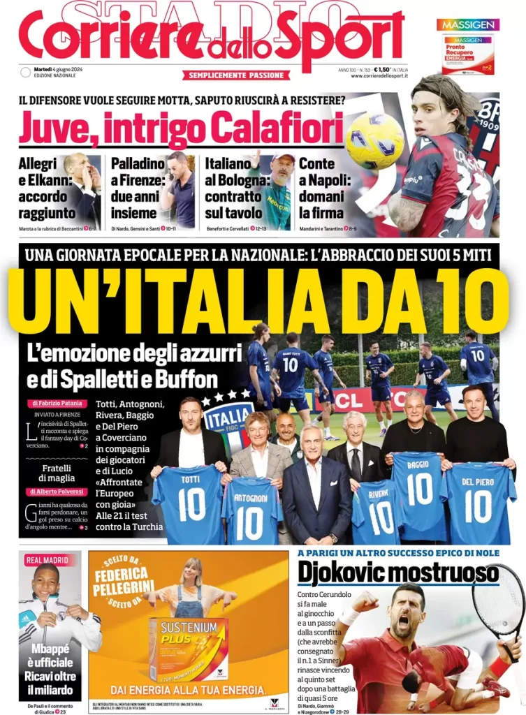 Rassegna stampa: prime pagine quotidiani sportivi - 4 giugno 2024 27 IMG 3522