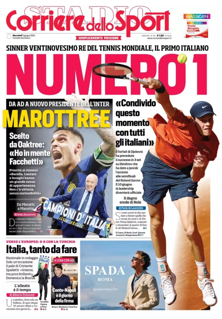 Rassegna stampa: prime pagine quotidiani sportivi - 5 giugno 2024 28 IMG 3548